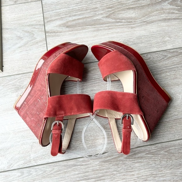 Franco Sarto Wine Suede Leather Wedge  Sandals - Picture 7 of 16
